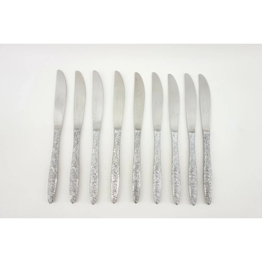 9 - Stanley Roberts BOUQUET Stainless All Floral Glossy Silverware Butter Knives